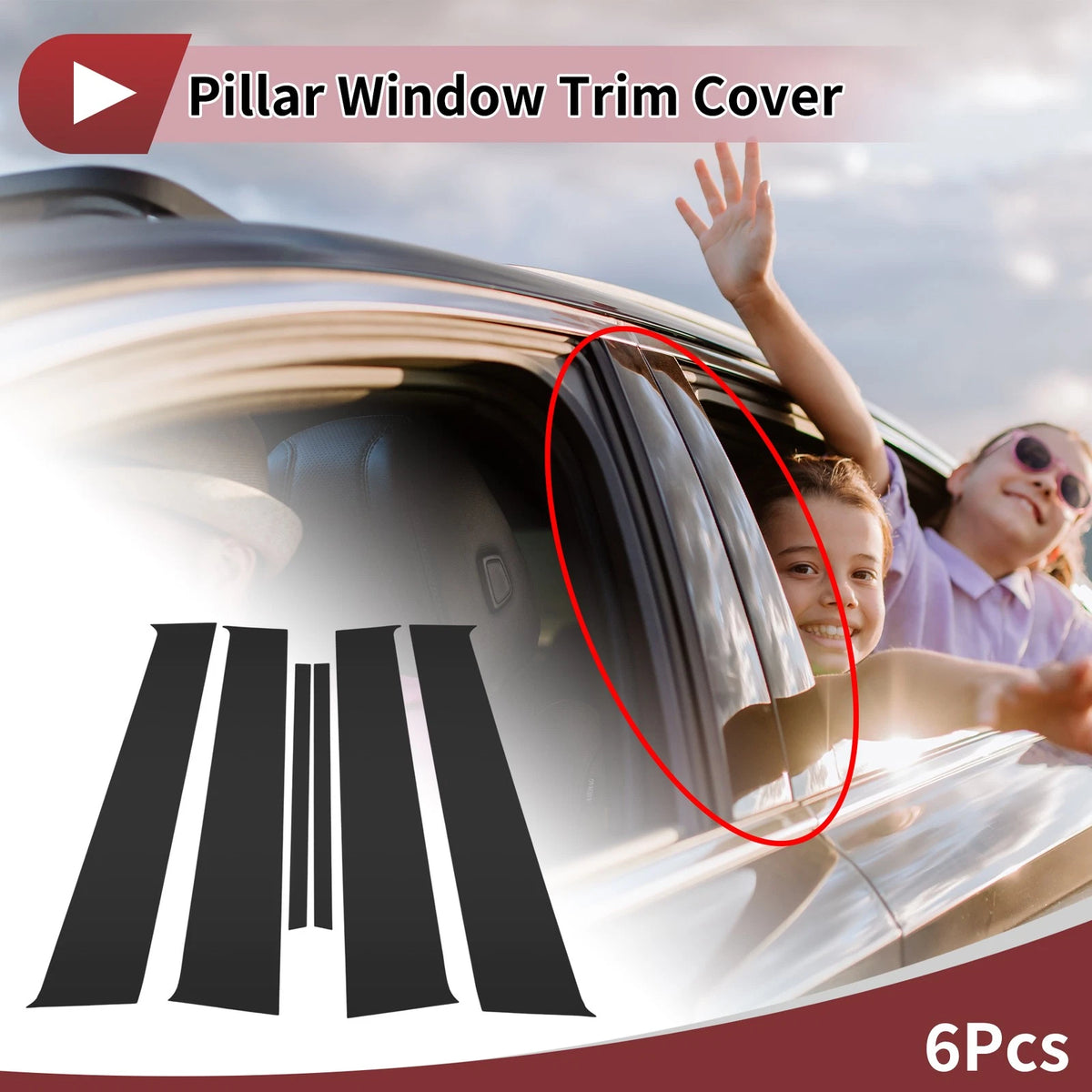 Door Pillar Window Trim for Nissan March (2010–2015) Black Left Right