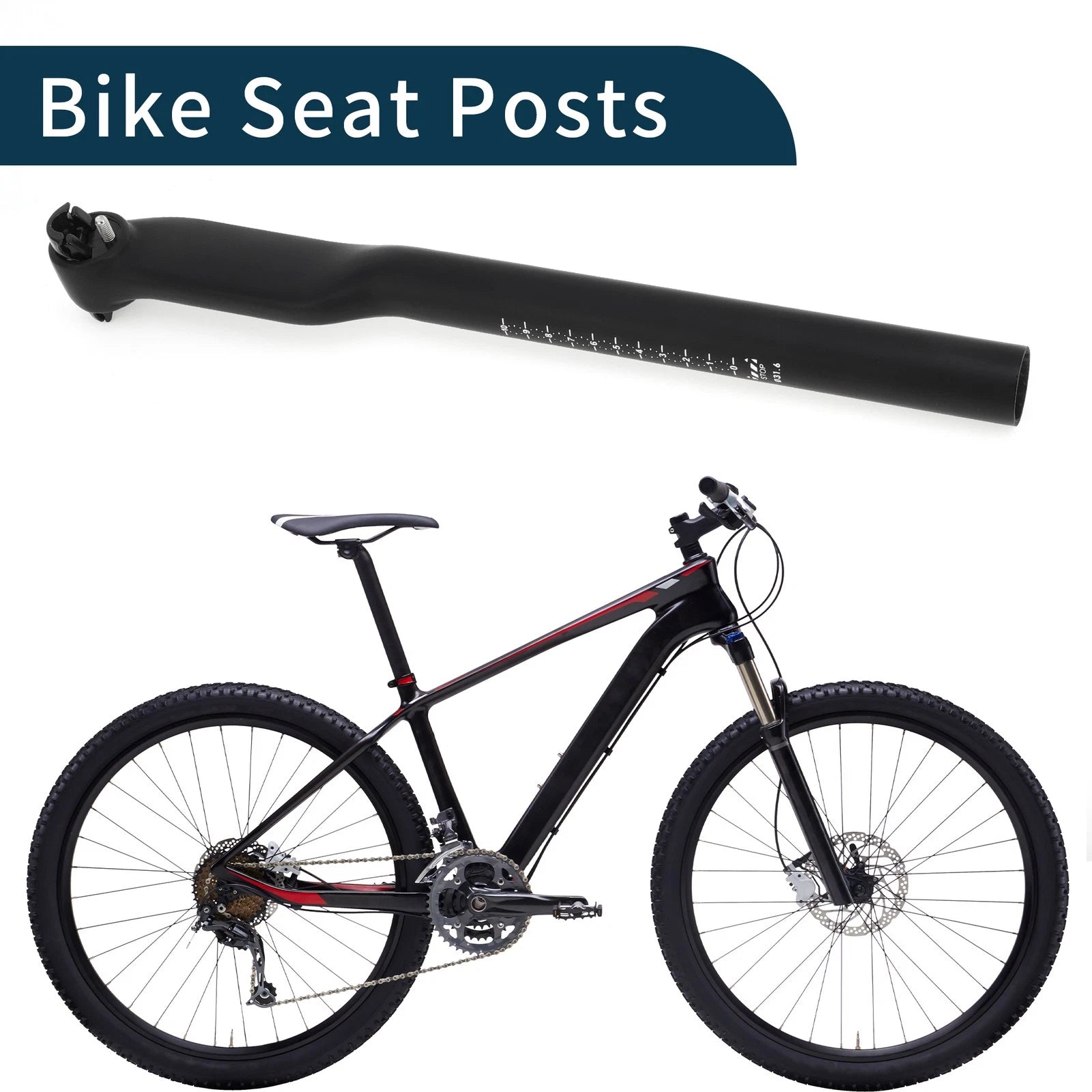 Bike Seat Post 31.6x400mm Adjustable Saddle Height for Universal Fit (2000–2026)