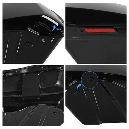 Black Hard Saddlebags & Rear LED Fender System for Harley Touring (2014–2023)