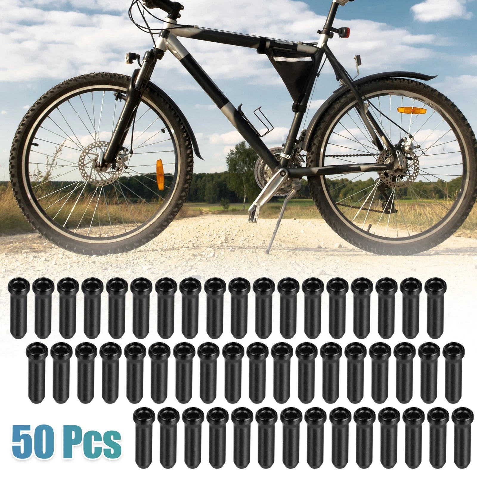 Brake Cable Cap Set Replacement for Bike Bicycle Shifter Gear (Black) (50pcs)