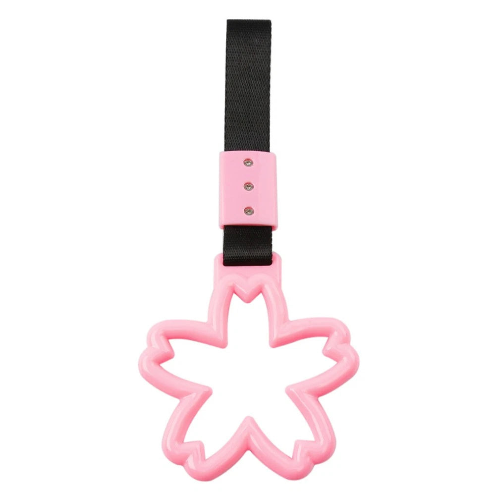 Cherry Blossom Ring Handle Strap for Train Bus (Black/Pink)