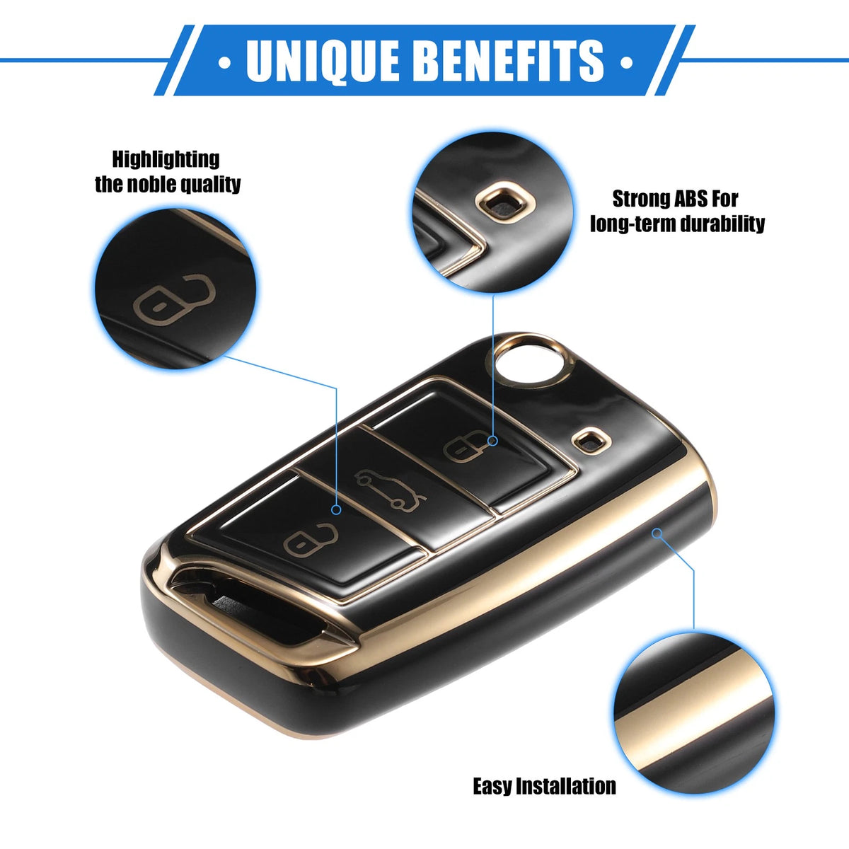 Remote Key Fob Case Cover 3 Buttons for Volkswagen Golf 7 (2014–2020)