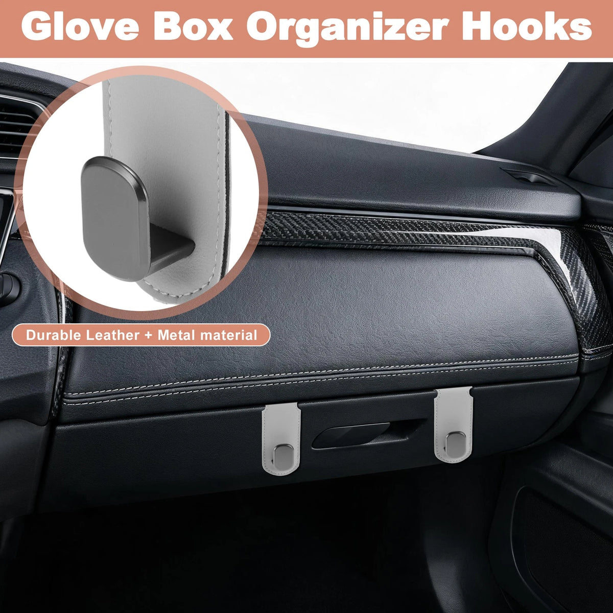 2X Faux Leather Metal Car Seat Headrest Hooks for Universal Fit