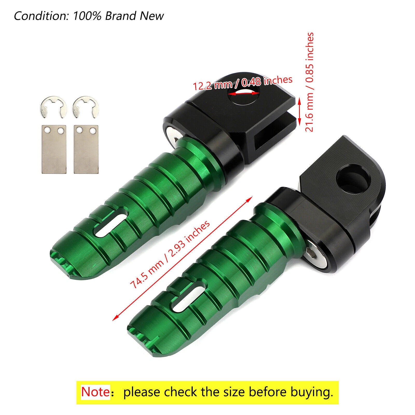 Front Footrests Foot Pegs for Kawasaki Z400 Z650 Z800 Z900 Z1000 (2018–2023)