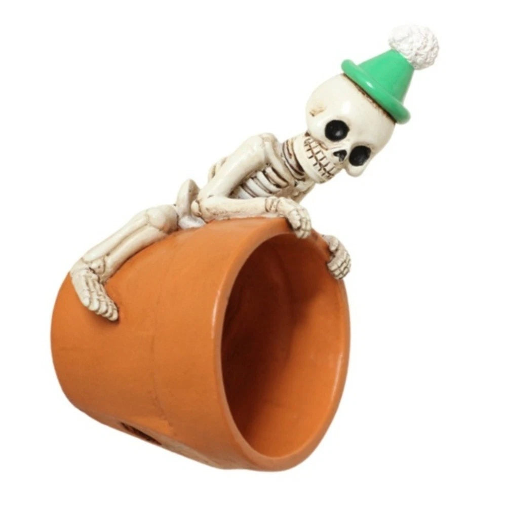 Halloween Resin Skeleton Pot for Succulents (10.5x7x6.1cm)