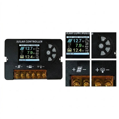 Charge Controller for Smart For Solar Panels with Clear LCD Readout