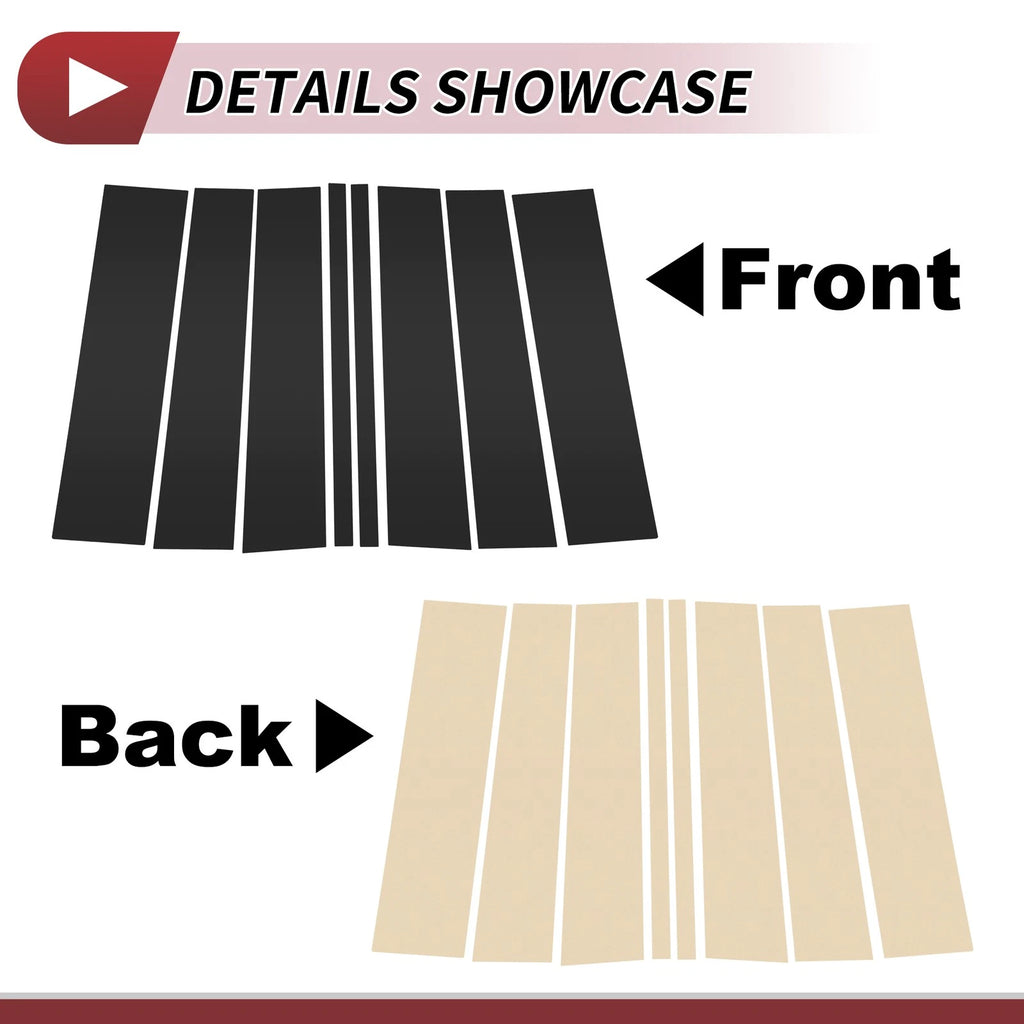 8 Pcs Door Pillar Window Trim for Ford Flex (2009–2015) Black