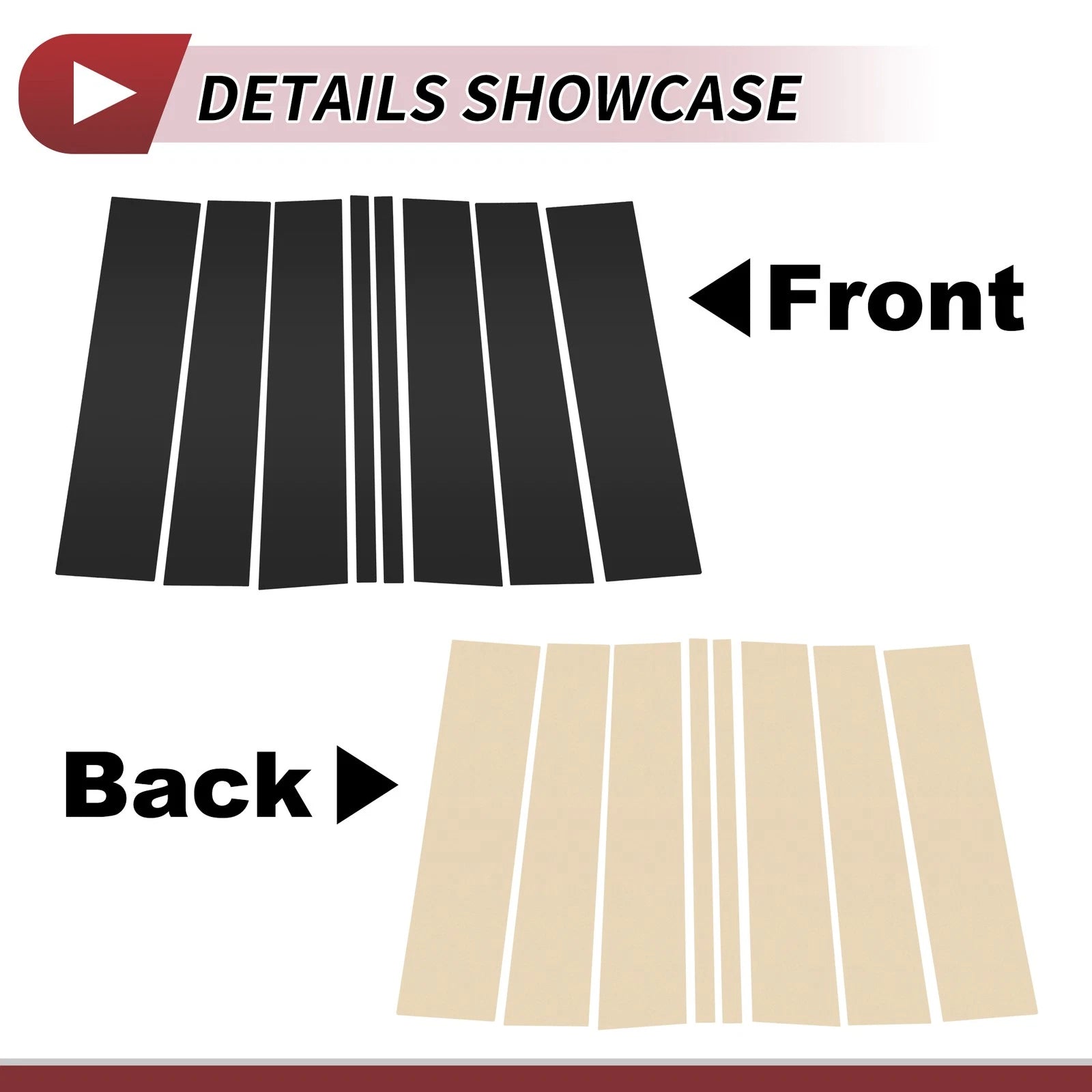 8 Pcs Door Pillar Window Trim for Ford Flex (2009–2015) Black