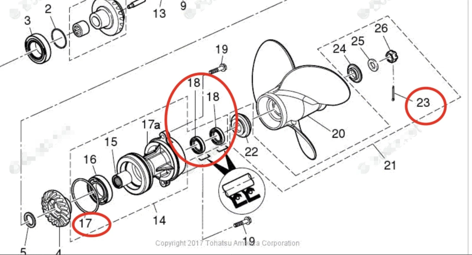 Lower Gearcase Seal Kit for Tohatsu MFS40A MFS50A MFS60A MD30B2 MD50B2 (3F3602230)