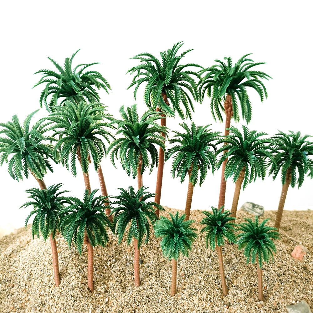 10pcs Palm Trees for Sand Table Railroad Park Scene Landscape