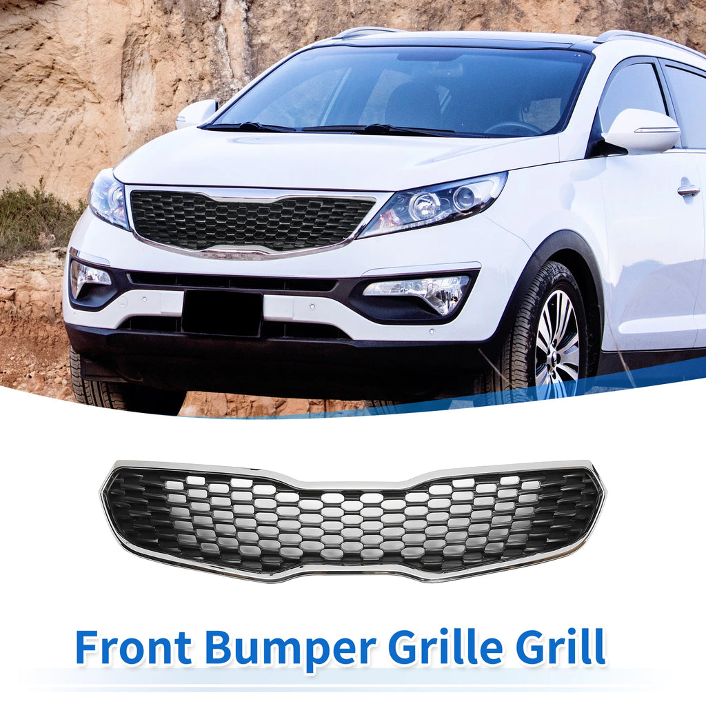 Front Upper Bumper Grille for Kia Forte (2014–2016) Black Chrome
