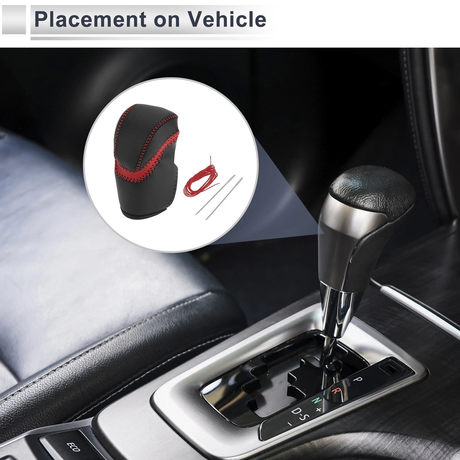 Gear Shift Knob Cover Replacement for Honda Accord (2013–2017) Red Black