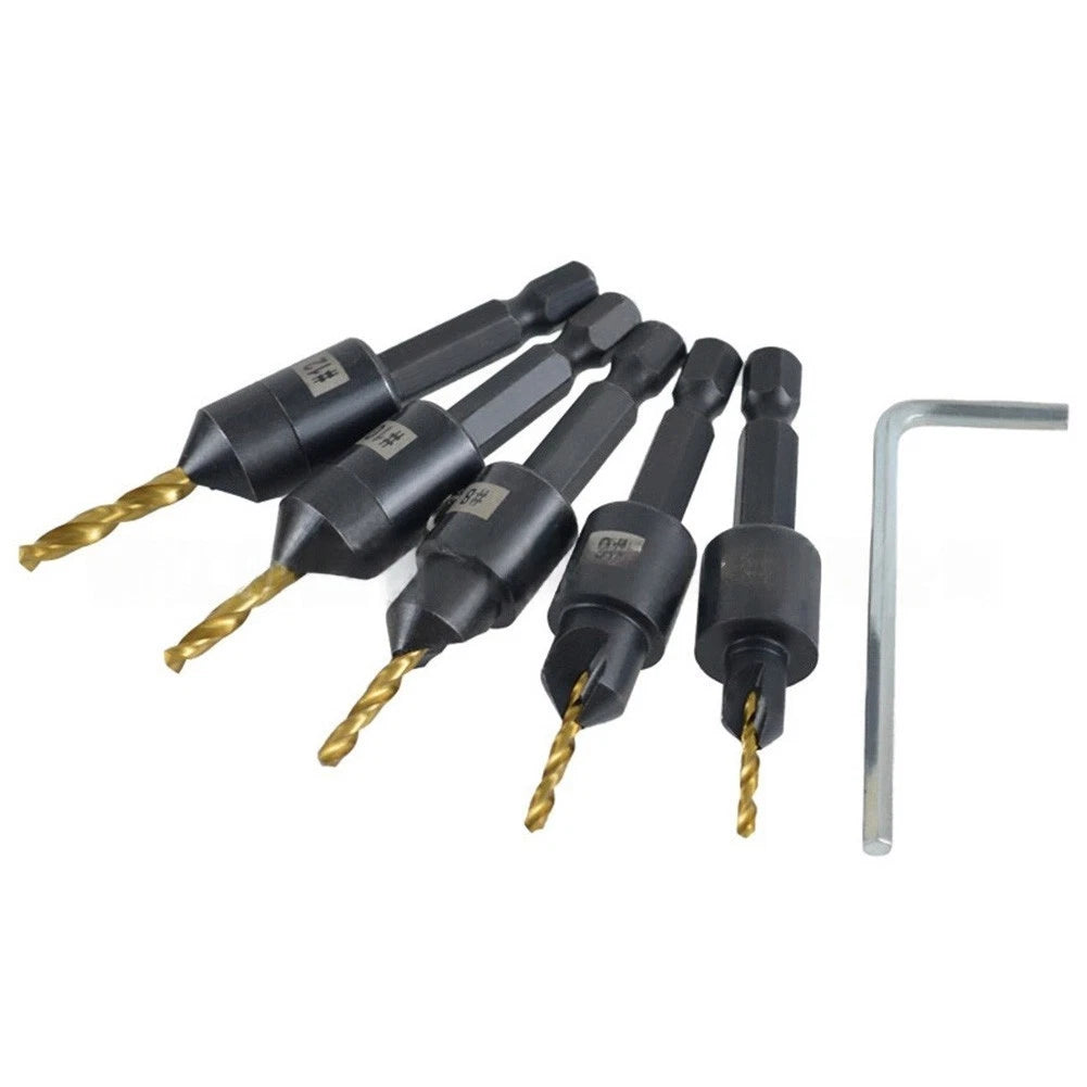 12 Piece Titanium Coated Drill Bit Set for Woodworking Countersink Tasks