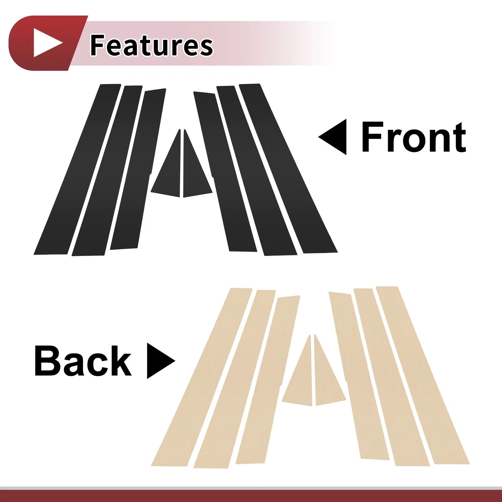 Door Pillar Window Trim Set Black 8 Pcs for Subaru Forester (2009–2012)