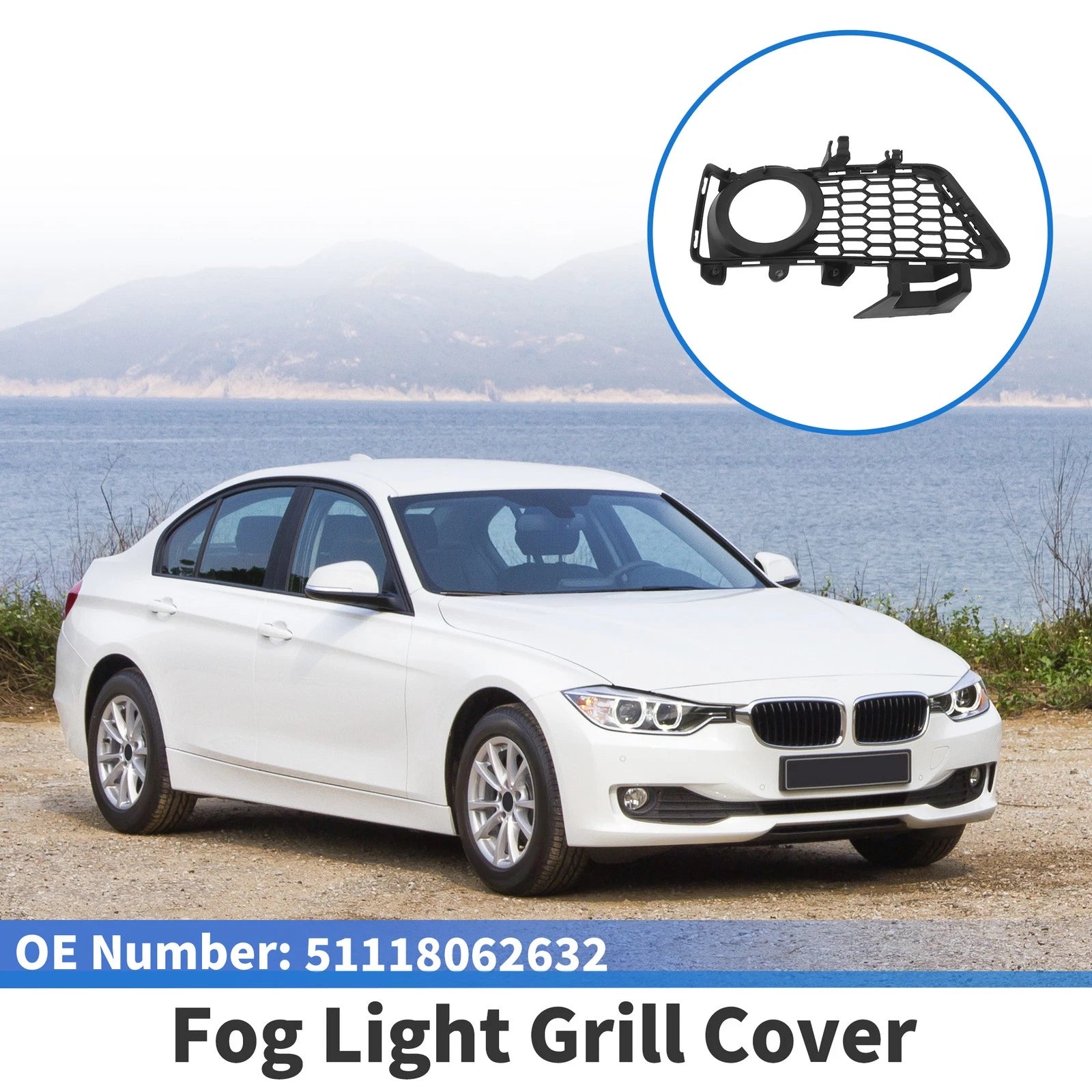 Front Right Fog Light Grille Replacement for BMW 3 Series (2012–2018)
