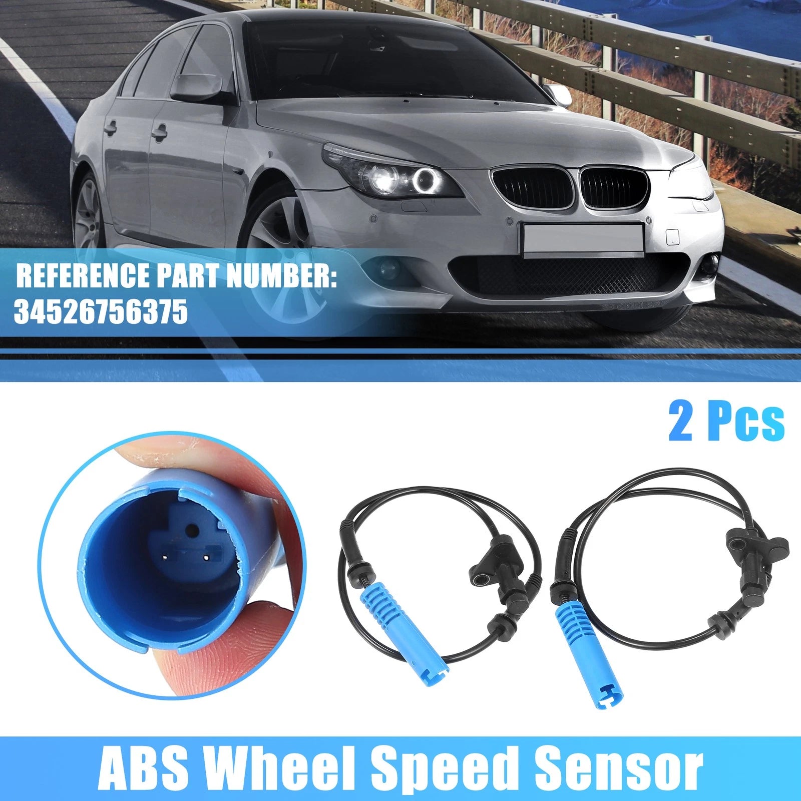 ABS Wheel Speed Sensor Front Left Right 2Pcs for BMW 525i (2004–2010)