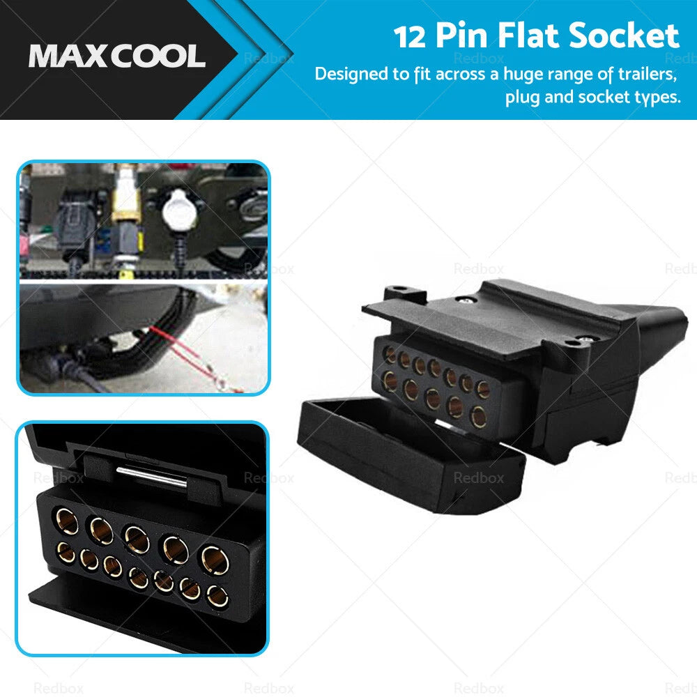 12 Pin Flat Female Trailer Connector Socket for Car Caravan (82072BL)