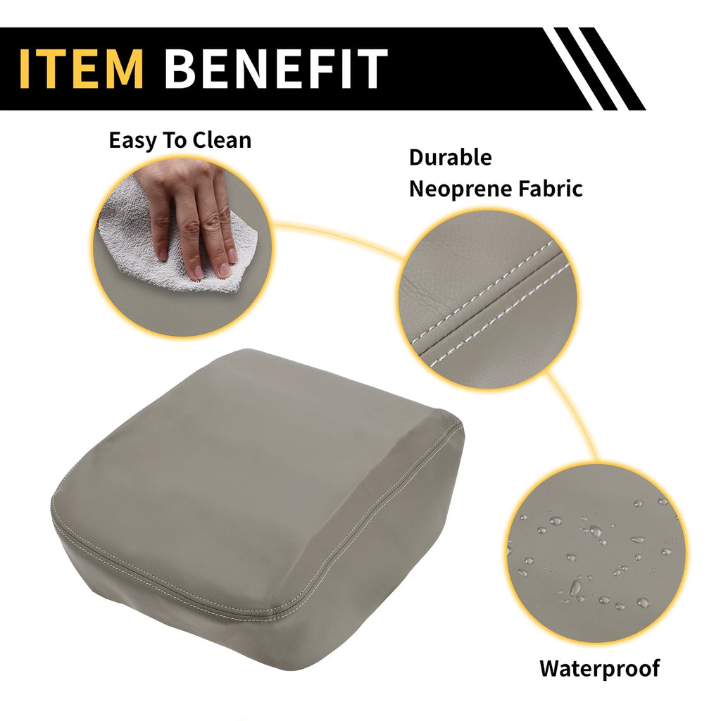 Center Console Cover for Dodge Ram 1500 (2002–2008) Microfiber Leather Grey