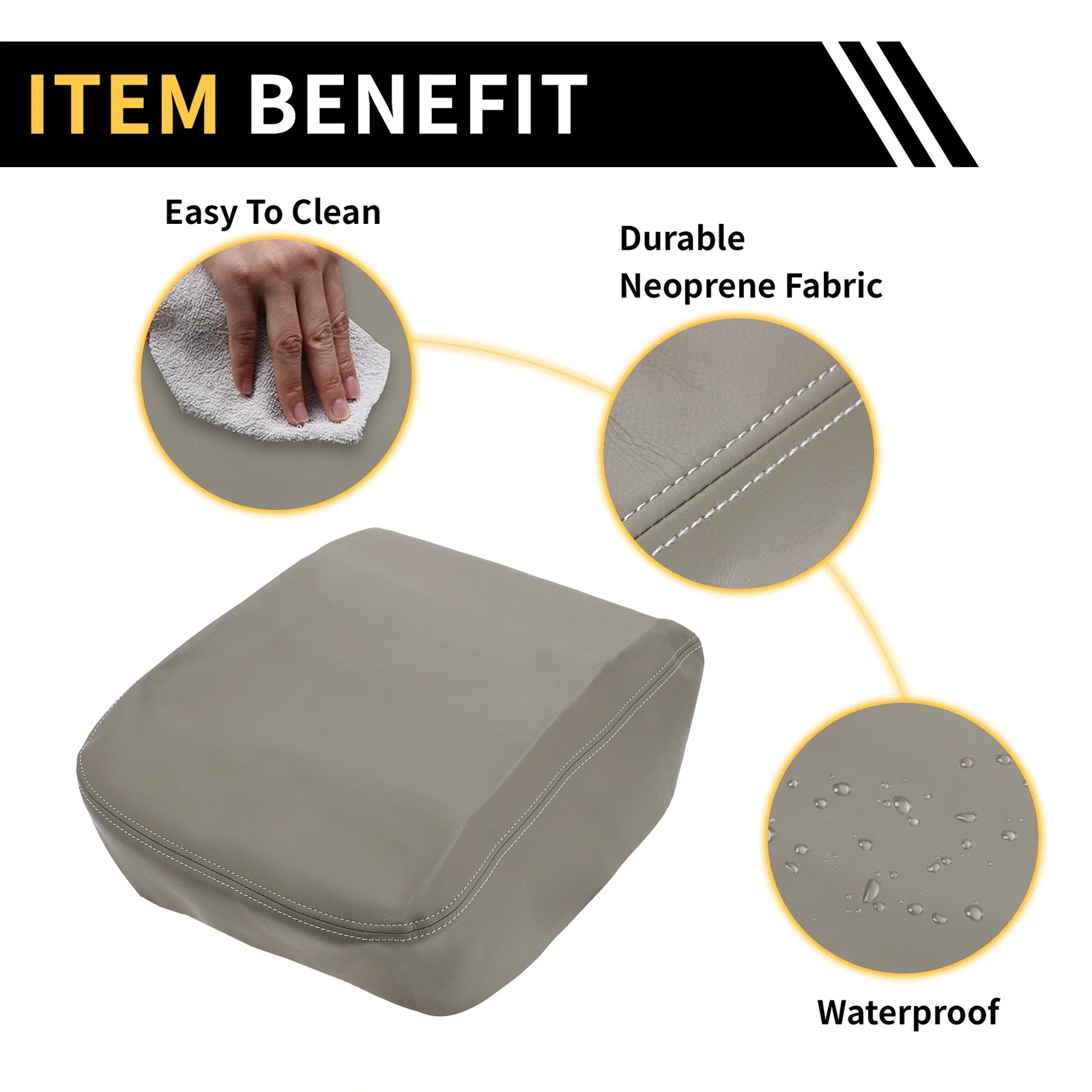 Center Console Cover for Dodge Ram 1500 (2002–2008) Microfiber Leather Grey
