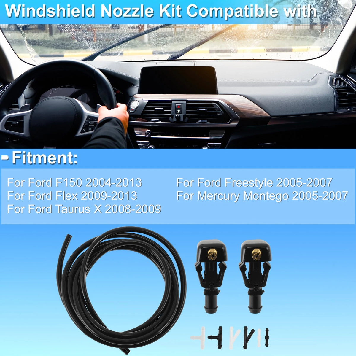 Windshield Washer Nozzle Kit for Ford F150 (2004–2013) 3W7Z17603AA