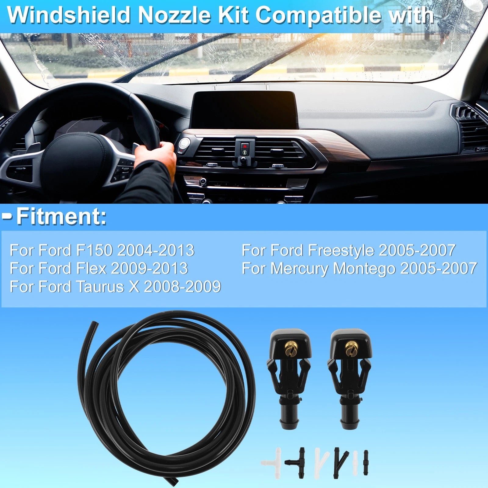 Windshield Washer Nozzle Kit for Ford F150 (2004–2013) 3W7Z17603AA