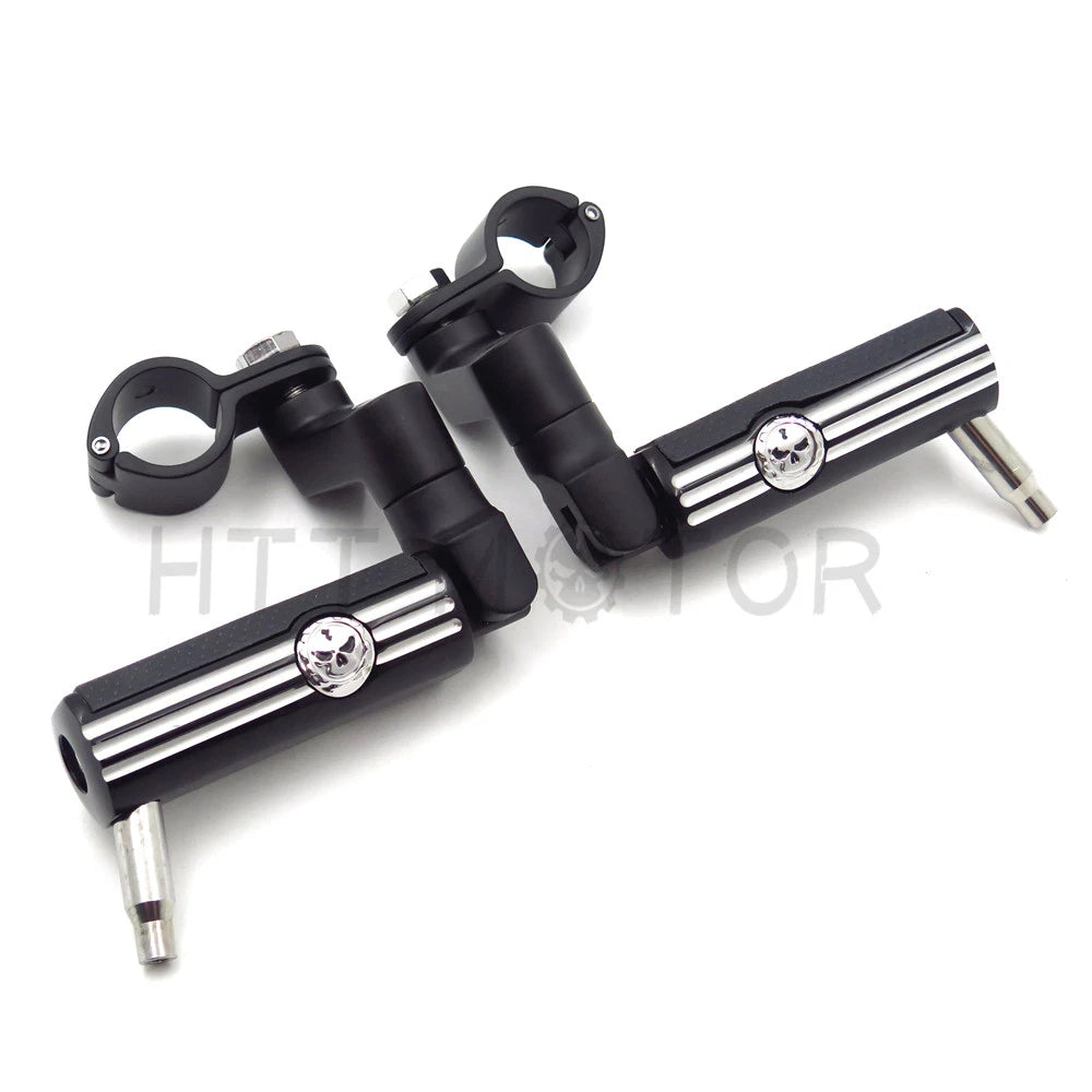 2X Aluminum Front Foot Pegs Kit for Motorcycle (1.5" Engine Guard)