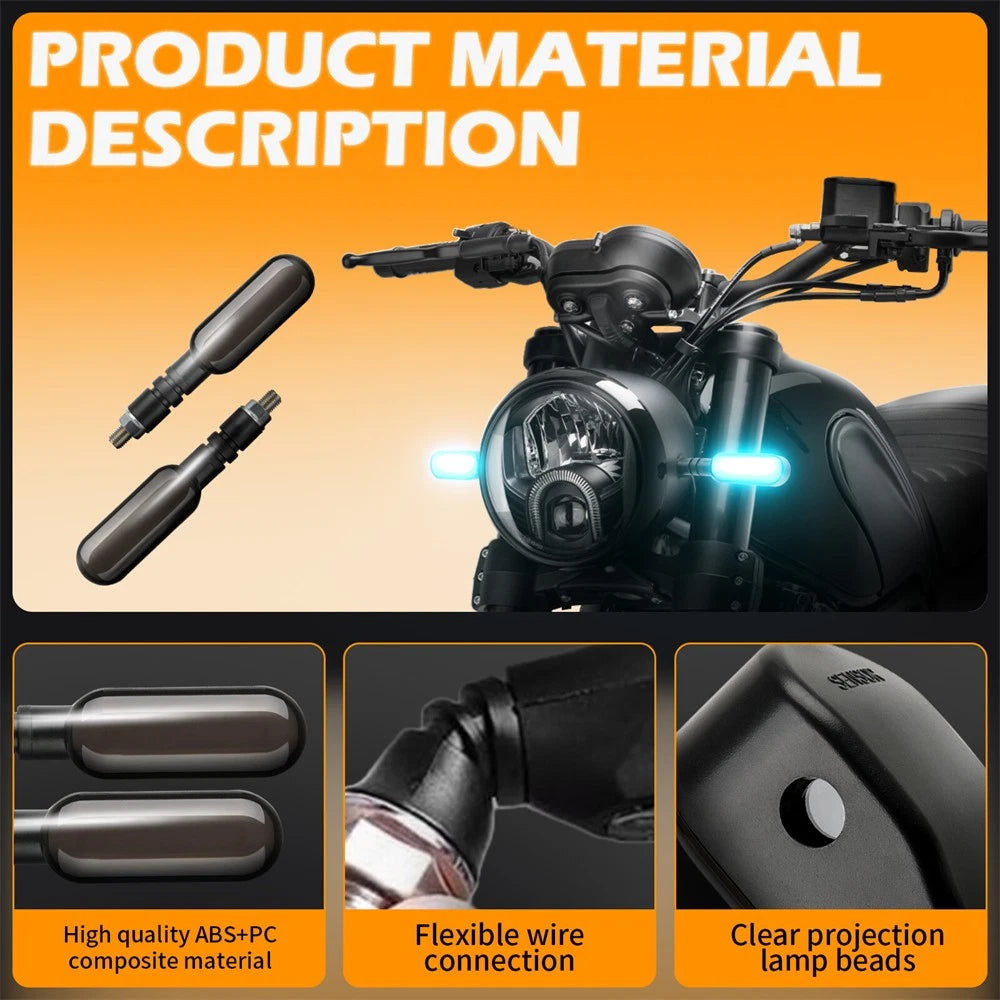 2X Sequential Flowing LED Turn Signal Indicator Lights for Motorcycle