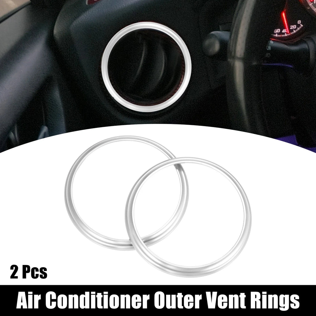 Air Conditioning Outer Vent Ring Trim Set for Toyota Subaru Silver (2 Pcs)