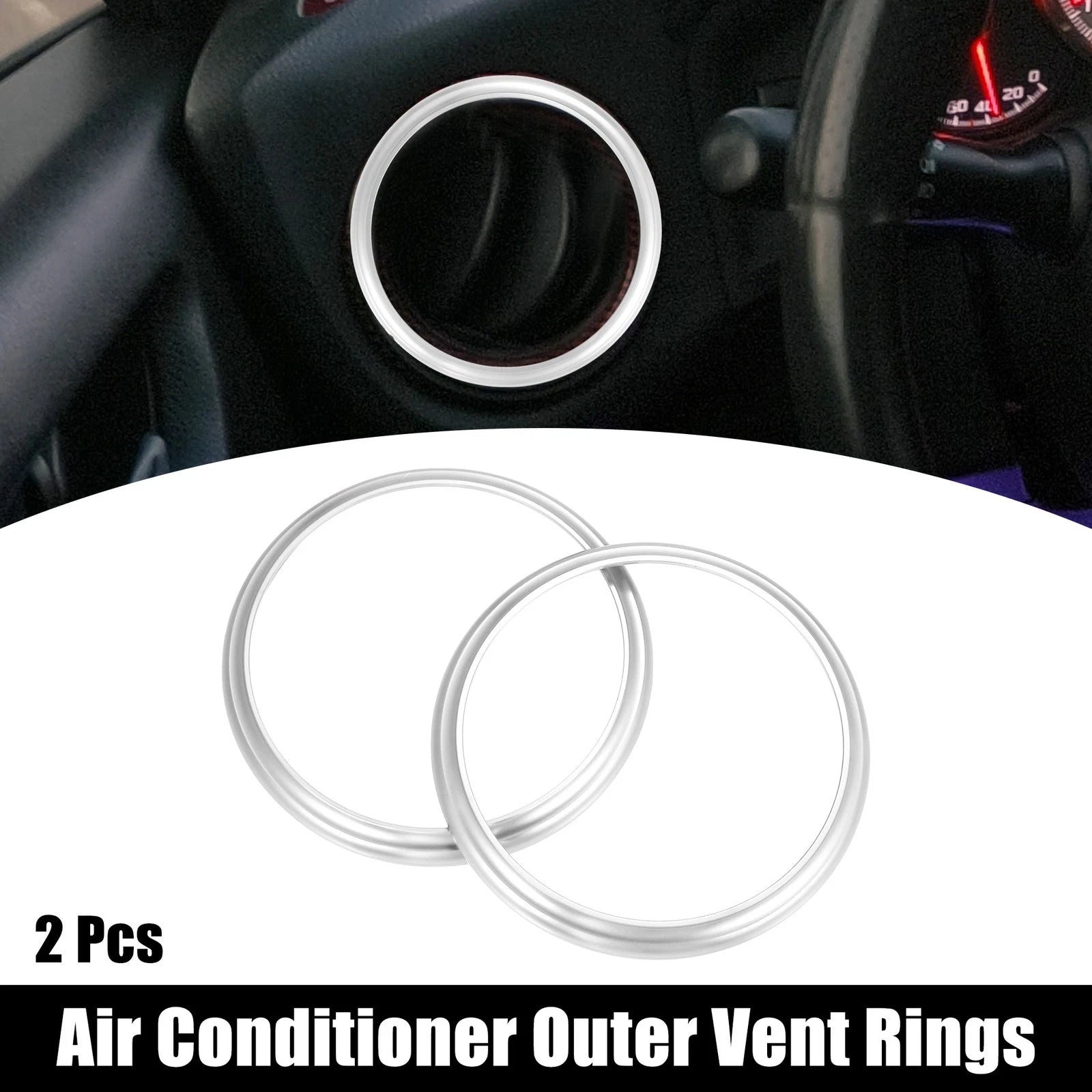 Air Conditioning Outer Vent Ring Trim Set for Toyota Subaru Silver (2 Pcs)