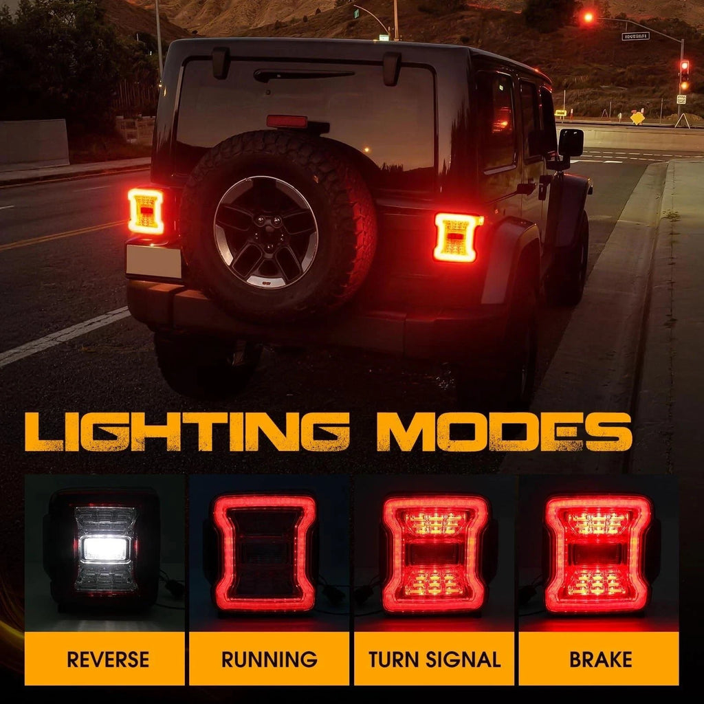 LED Tail Lights for Jeep Wrangler JK JKU (2007–2017) - Pair
