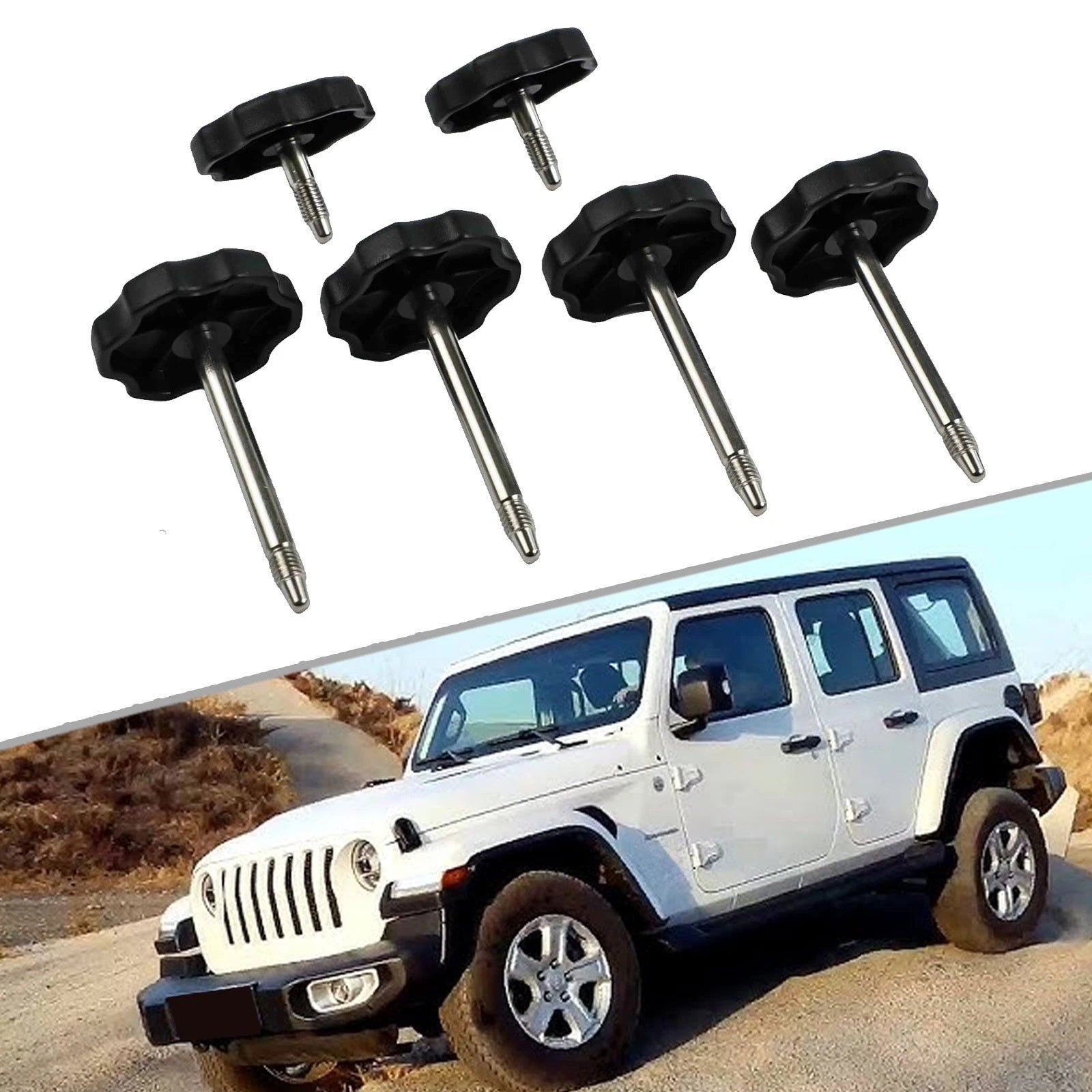6 Soft Top Window Frame Knobs for Jeep Wrangler JK (2007–2018)
