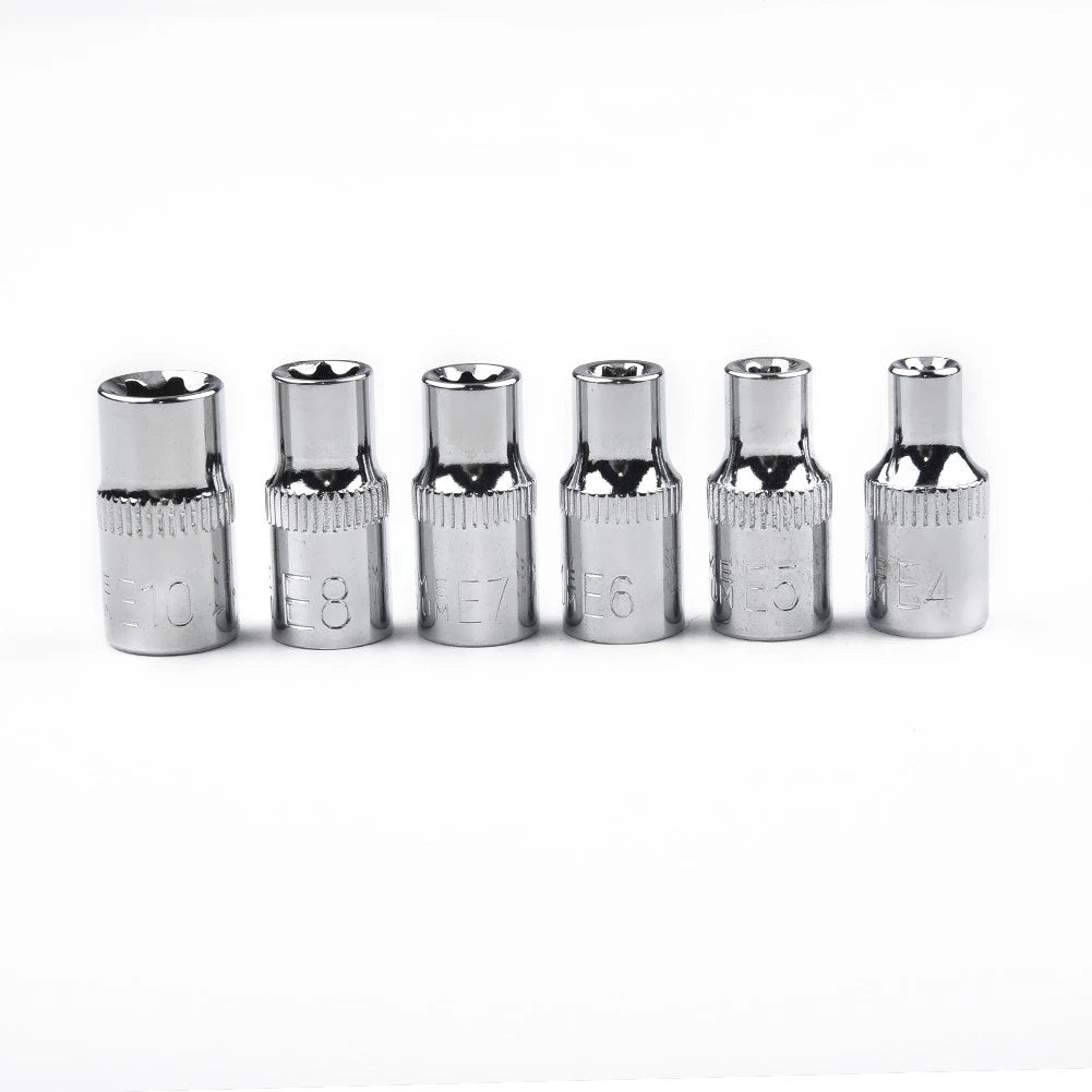 Set of 6 1/4 Inch Drive Sockets E4 E5 E6 E7 E8 E10 for Automotive Use