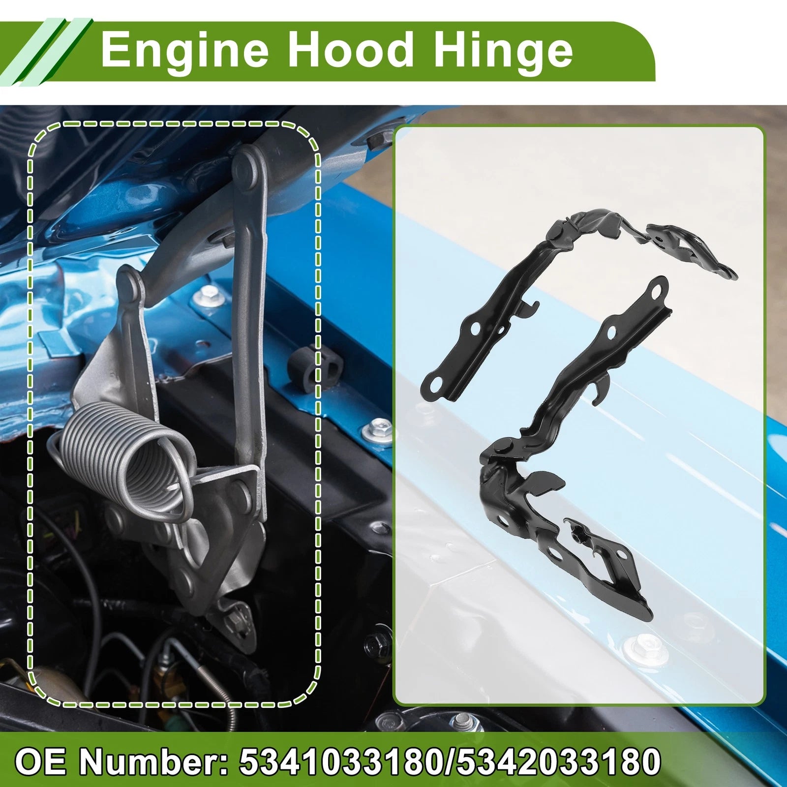 Hood Hinge Bracket Replacement for Toyota Camry 2007-2011 Front Pair