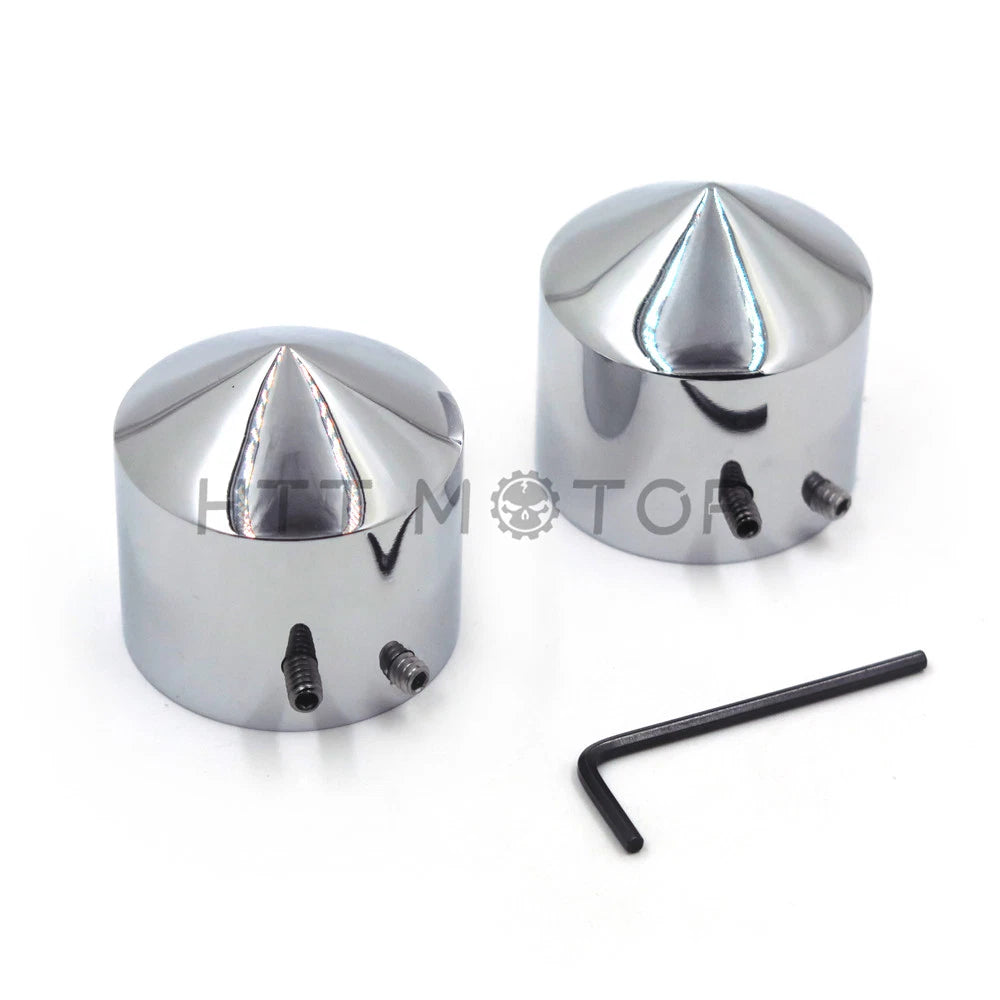 2X Chrome Front Axle Nut Cover Cap for Harley Softail Dyna V-Rod Touring Trike