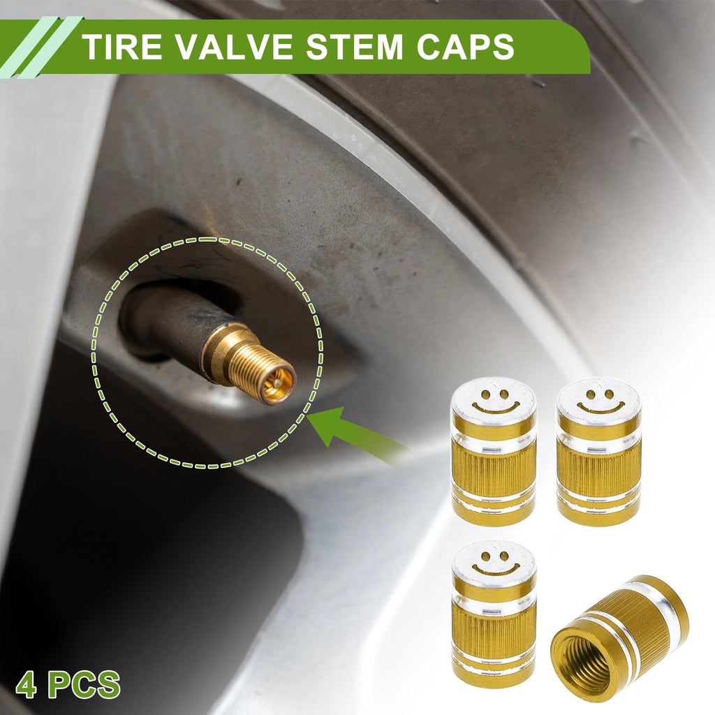 Tire Valve Stem Caps Gold Tone Replacement for Bicycle (4 Pcs) (—)