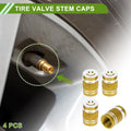 Tire Valve Stem Caps Gold Tone Replacement for Bicycle (4 Pcs) (—)
