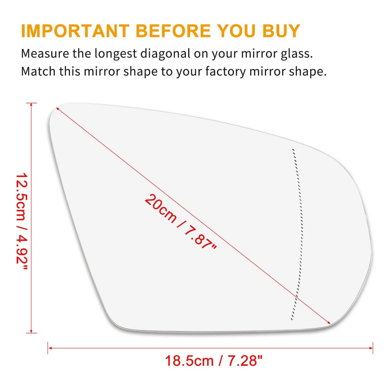 Right Rearview Mirror Glass Heated Replacement for Mercedes-Benz C-Class (2015–2021)