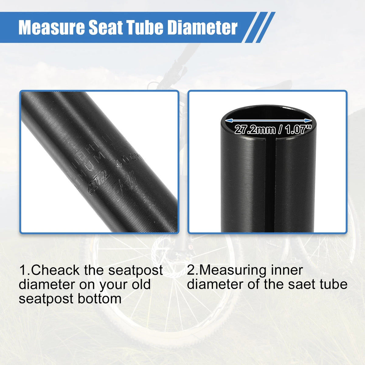 2X Seat Post Tube Adapter 27.2mm to 31.6mm for Bicycle