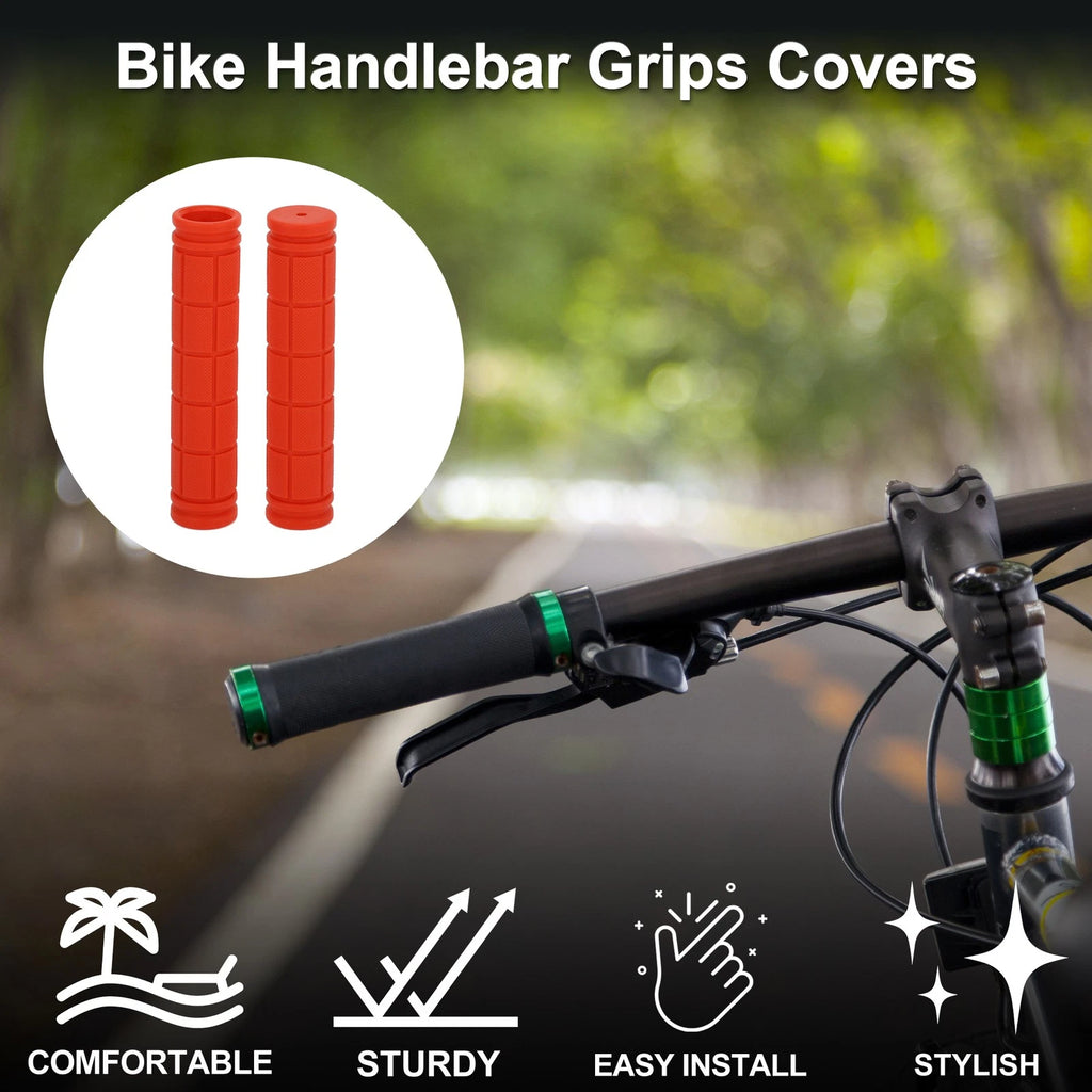 Bike Handlebar Grip Cover 120mm Soft MTB End Grips Protector Pair Orange for