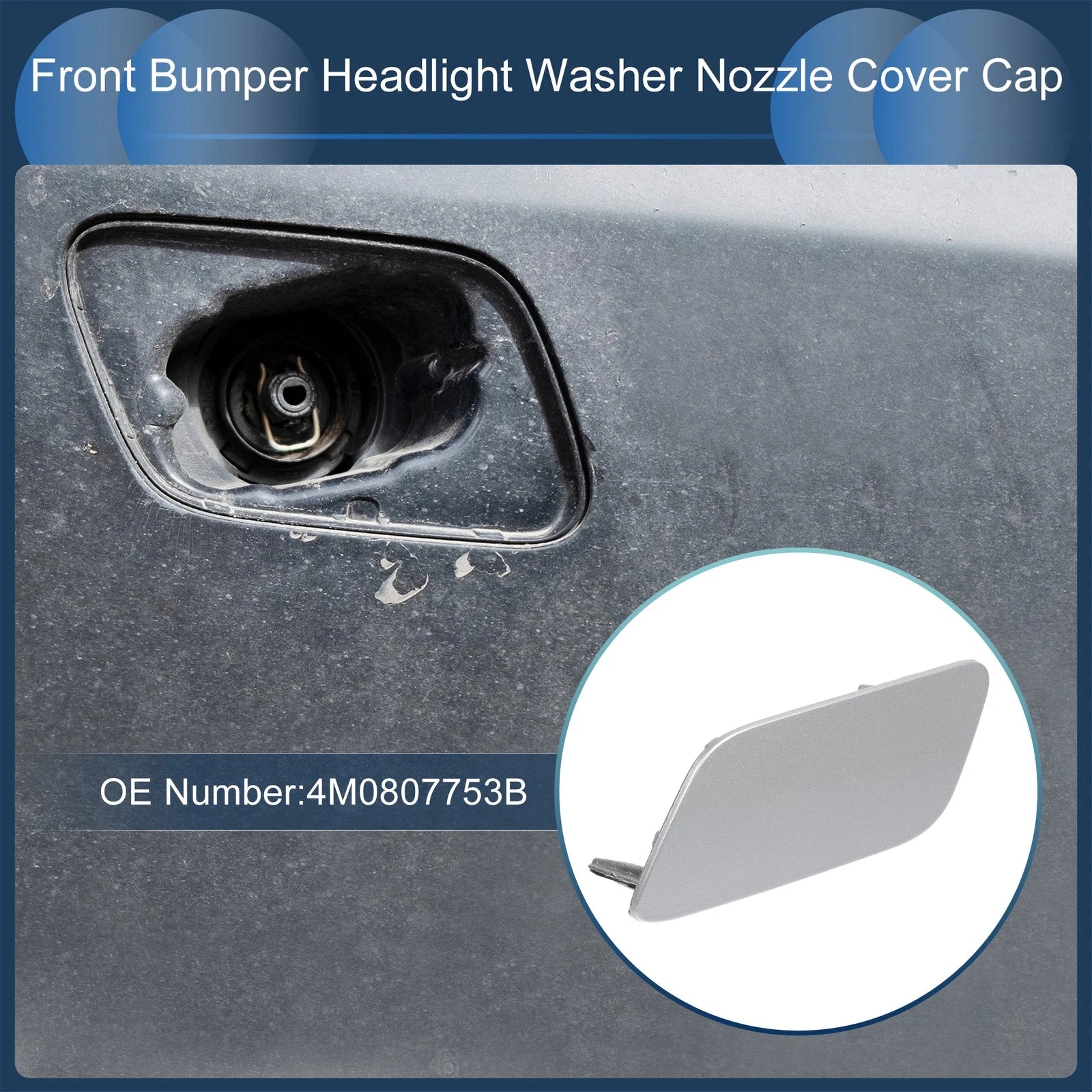 Front Left Washer Nozzle Cover Cap for Audi Q7 (2017–2019) 1 Pcs Silver Tone