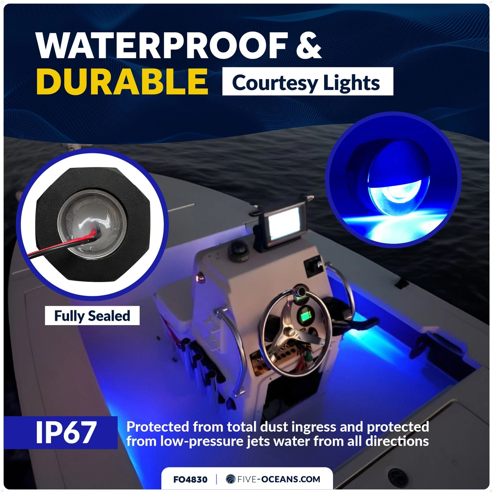 2X RGBW Round Courtesy Light for Universal Vehicles (12V, IP67)