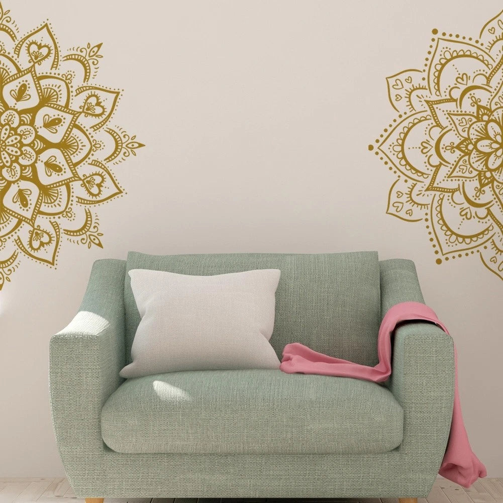 Lotus Mandala Design Wall Sticker for Living Room (Removable)