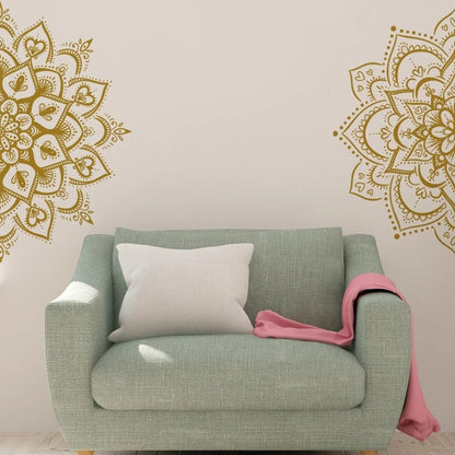 Lotus Mandala Design Wall Sticker for Living Room (Removable)
