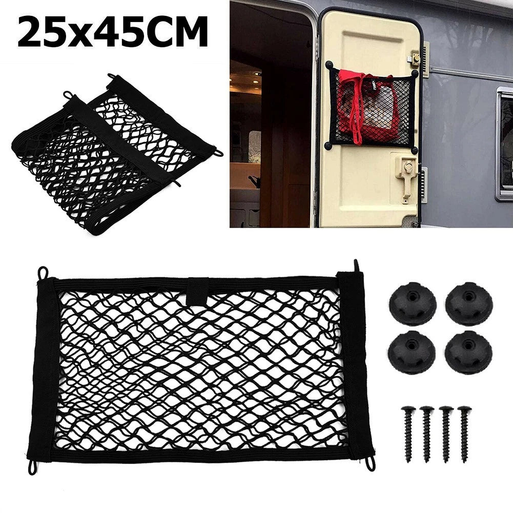 Elastic Storage Net for Cargo Organization in Van Mobile Home Boat