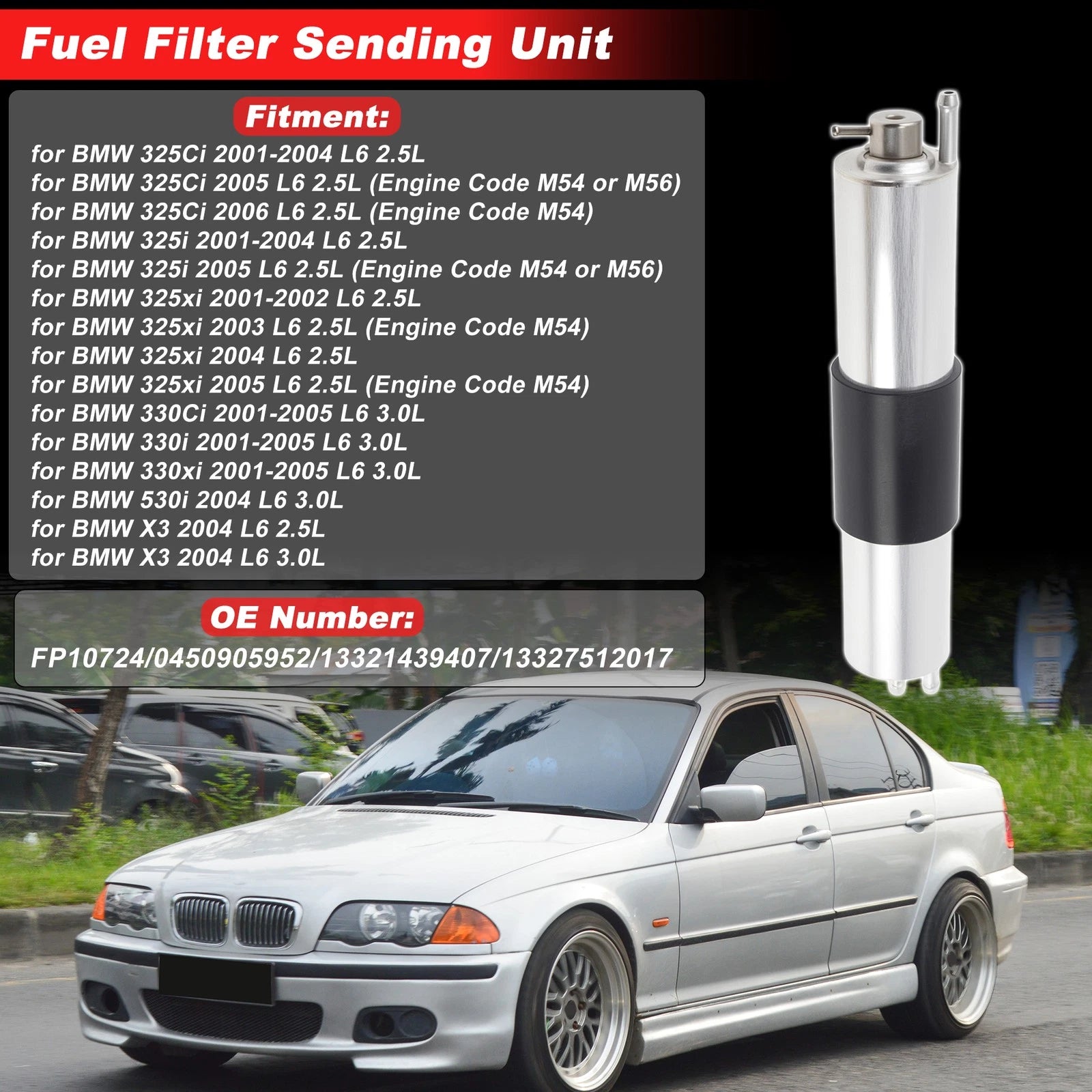 Fuel Filter Assembly for BMW 325Ci 2001–2004 L6 2.5L Metal 1 Pc