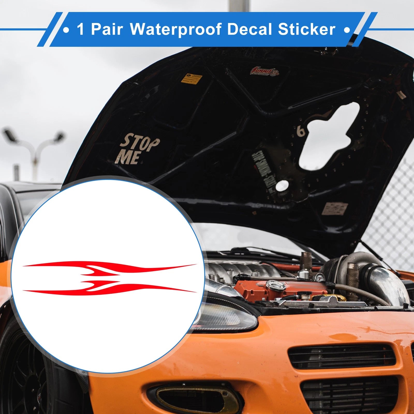 1 Pair Flame Pattern Car Bumper Sticker Decal for Universal Fit (161x28cm)