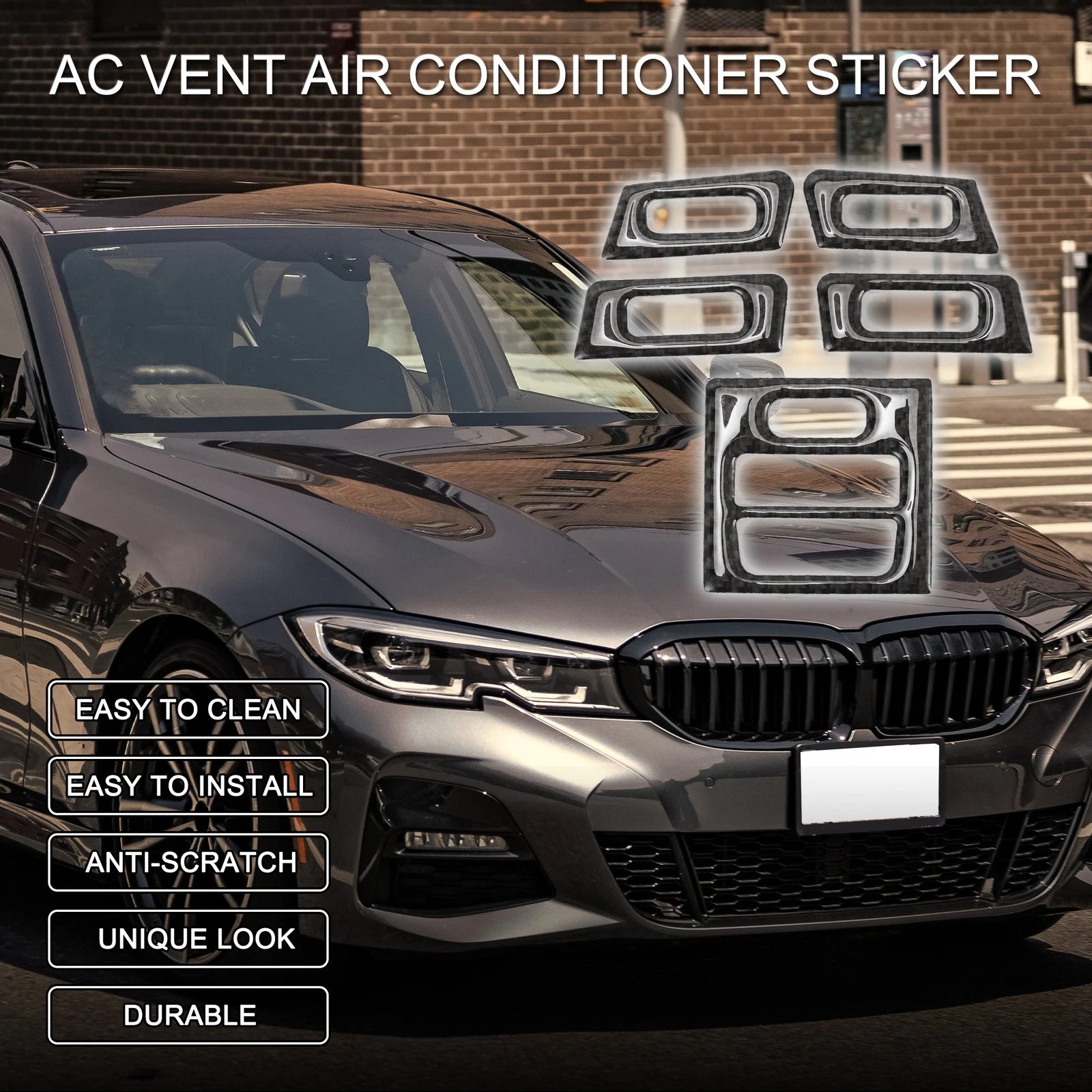 5pcs AC Vent Air Conditioner Sticker for BMW 3 Series E90 E92 E93 (2005–2012)