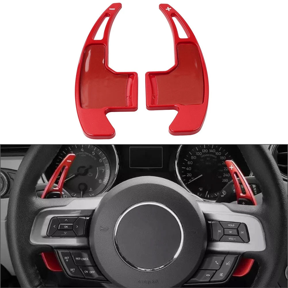 Steering Wheel Shift Paddle Shifter Trim Cover for Ford Mustang (2015–2023) Red