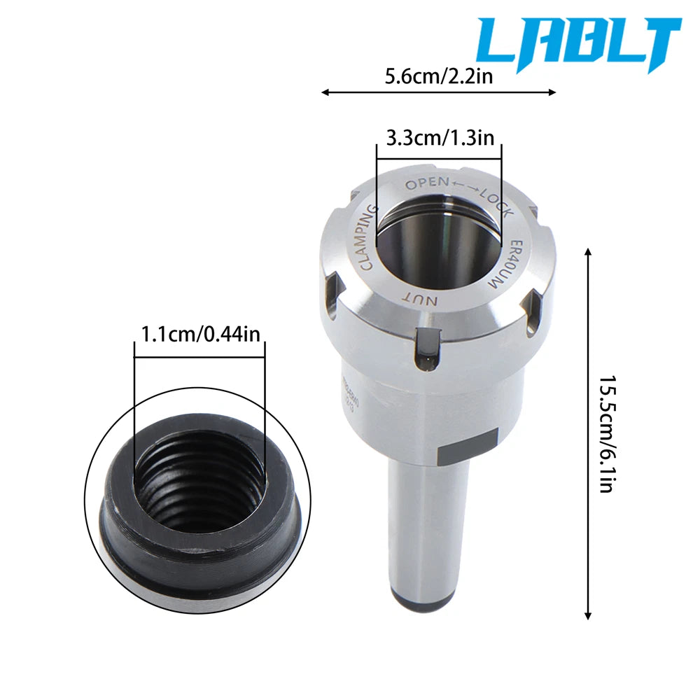 Milling Collet Chuck Tool Holder for LABLT MT3 ER40 (1/2-13 UNC)