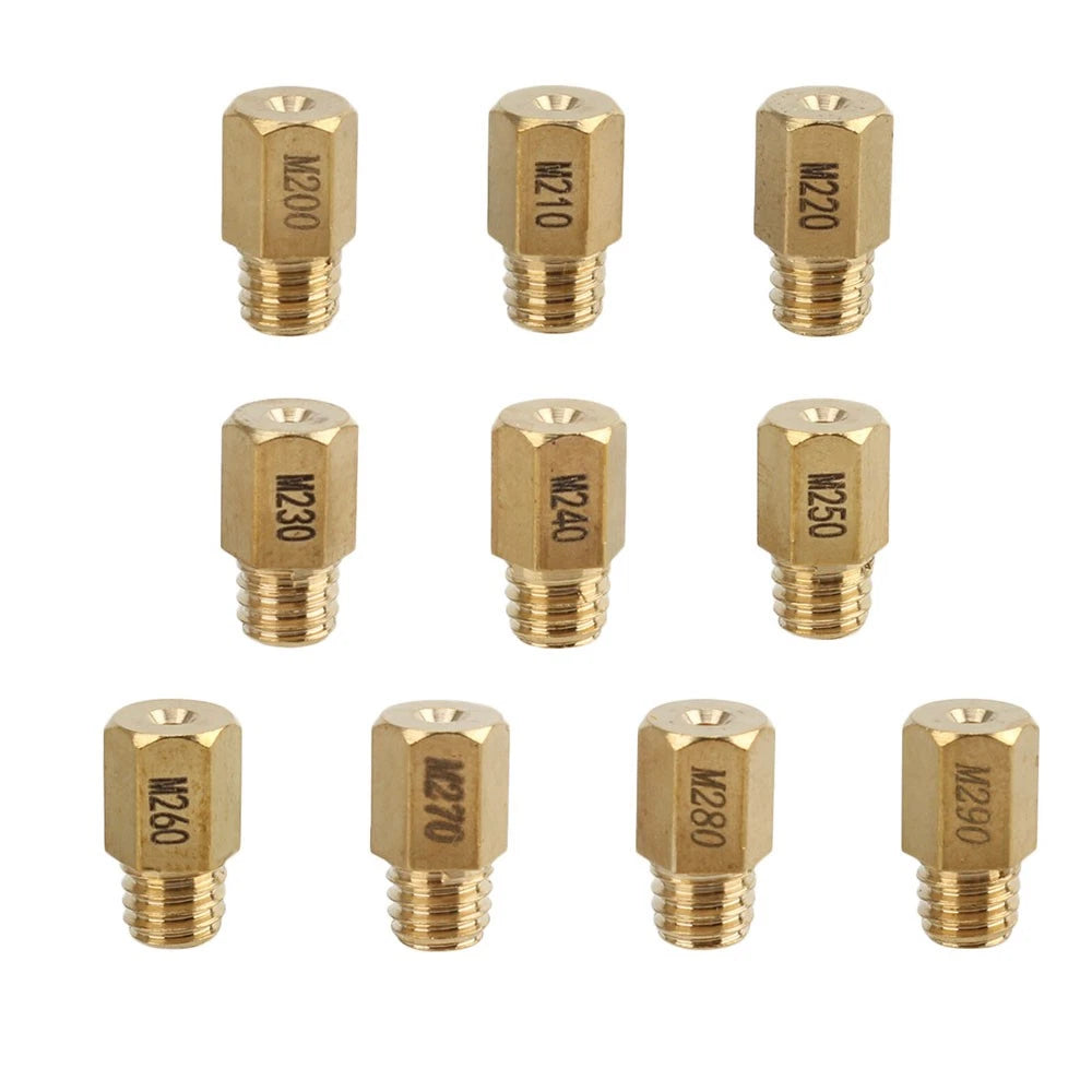 10pcs Hex Type Main Jets Kit for VM/TM/TMX Carburetor (200-290, 230)
